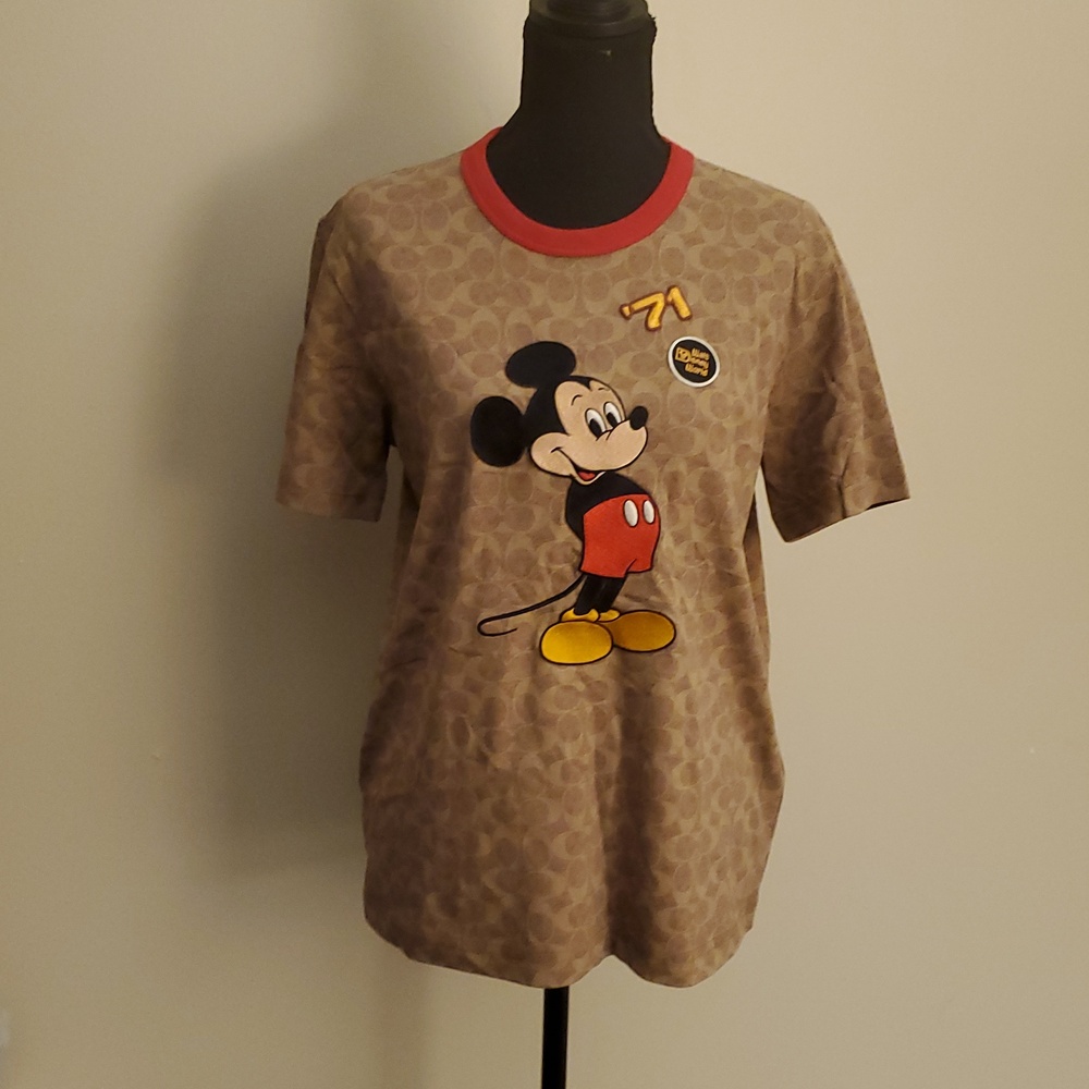 Coach Brown and Red Short Sleeve Tee